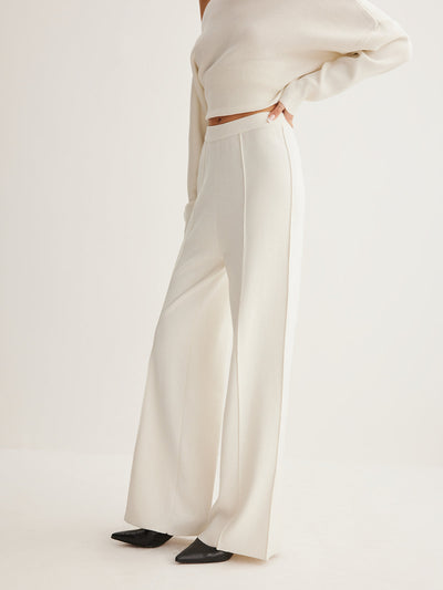 Pantalon à passepoil en laine mélangée