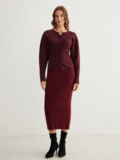 Pull côtelé à boutons et fente