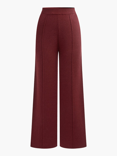 Pantalon à passepoil en laine mélangée