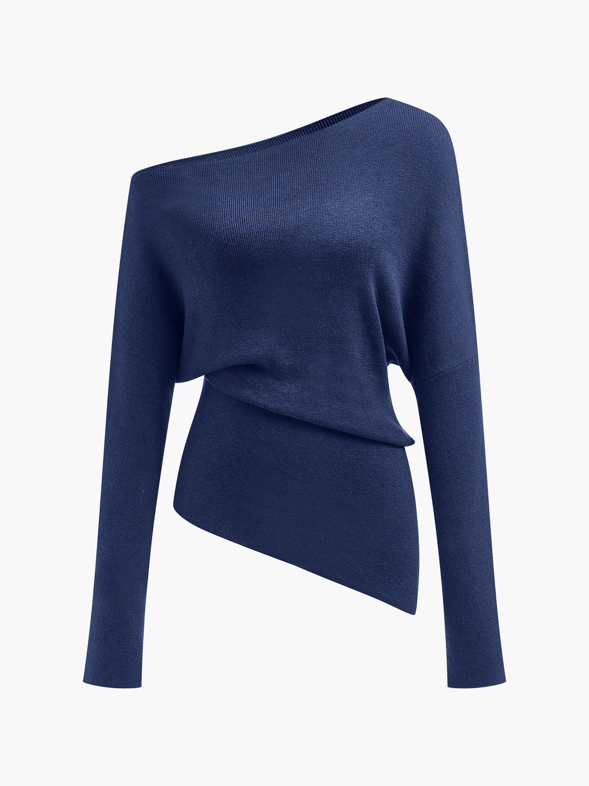 Haut en tricot asymétrique à col asymétrique en laine mélangée