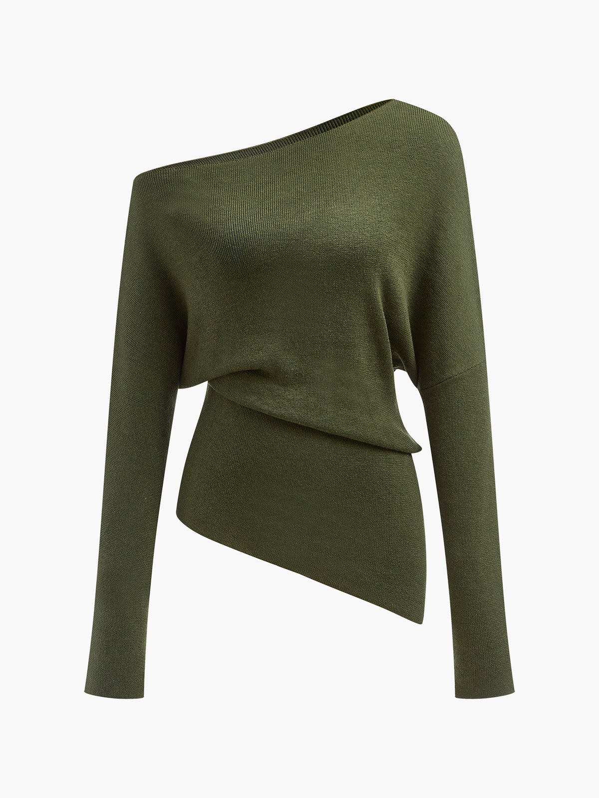 Haut en tricot asymétrique à col asymétrique en laine mélangée