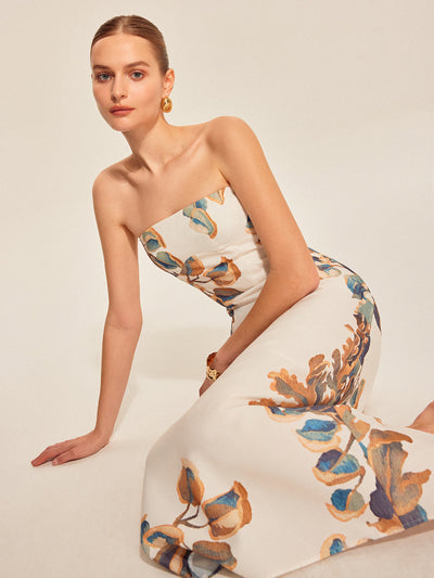 Robe bustier à imprimé floral