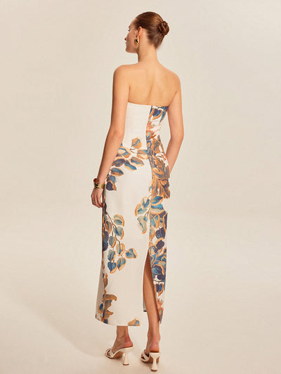 Robe bustier à imprimé floral