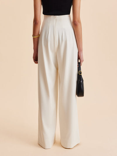 Pantalon large à taille haute avec ornements