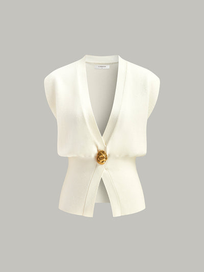 Gilet pull-over à col en V boutonné