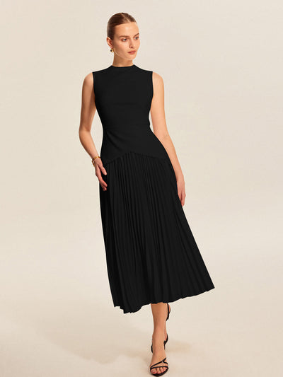 Robe plissée sans manches