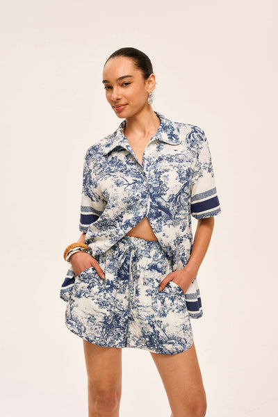 Ensemble short imprimé à bordures contrastées
