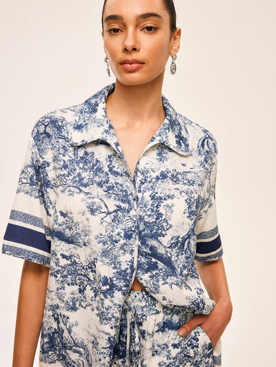 Ensemble short imprimé à bordures contrastées