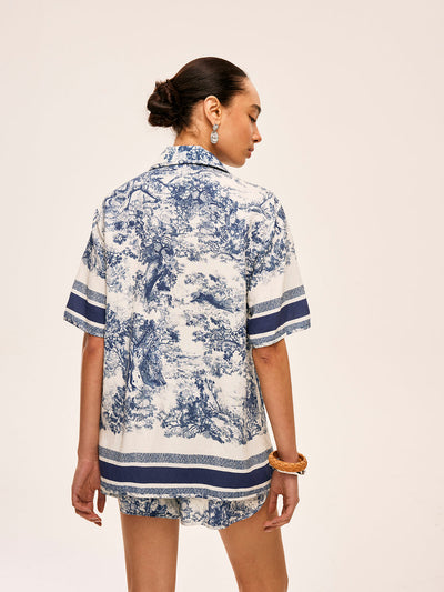 Ensemble short imprimé à bordures contrastées