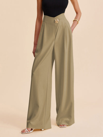 Pantalon large à taille haute avec ornements