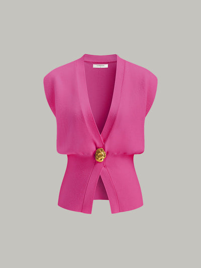 Gilet pull-over à col en V boutonné