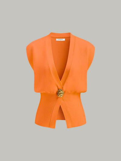 Gilet pull-over à col en V boutonné
