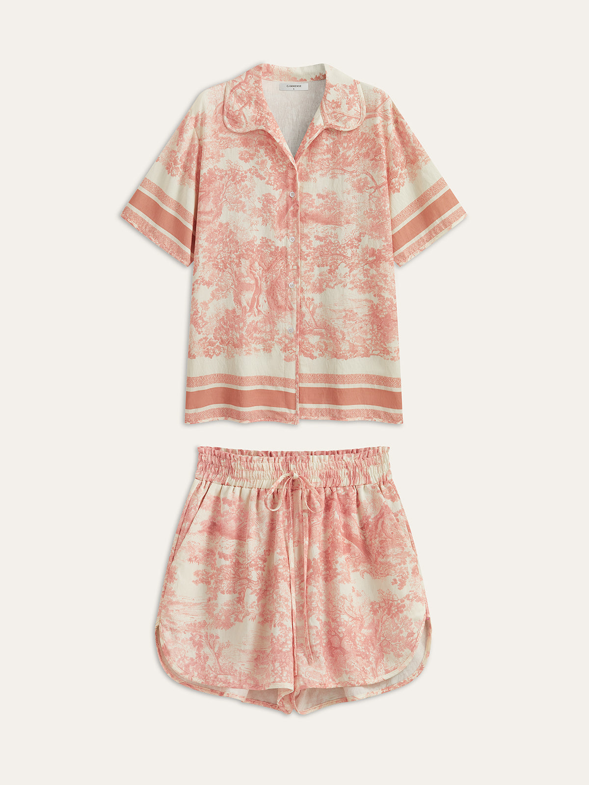 Ensemble short imprimé à bordures contrastées