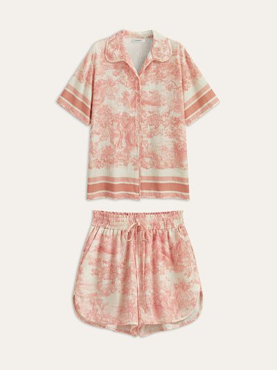 Ensemble short imprimé à bordures contrastées