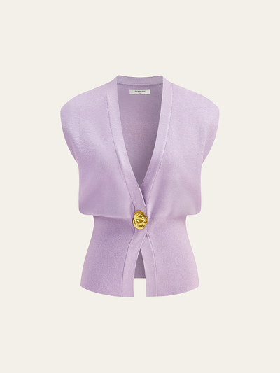 Gilet pull-over à col en V boutonné