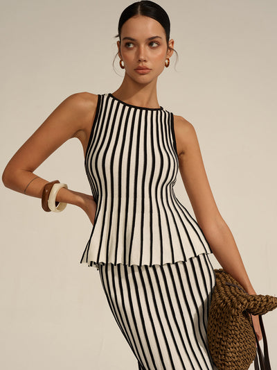 Ensemble coordonné en tricot rayé