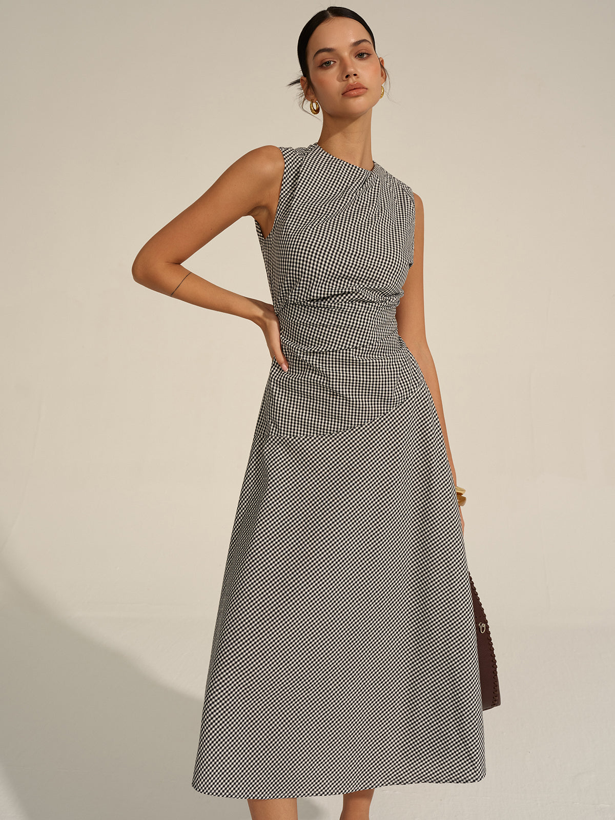 Robe midi à carreaux vichy