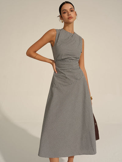 Robe midi à carreaux vichy