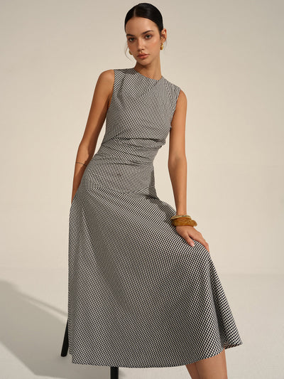 Robe midi à carreaux vichy