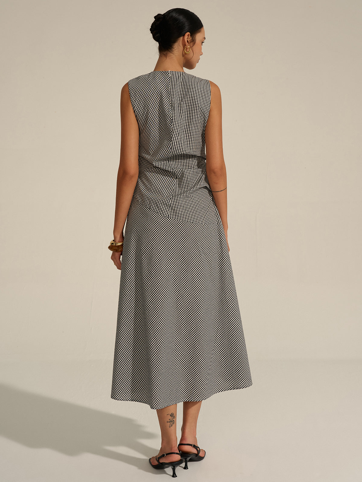 Robe midi à carreaux vichy