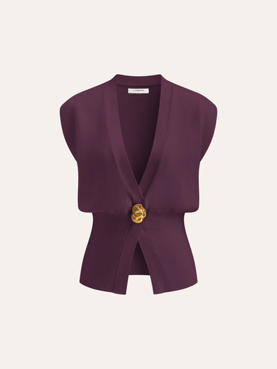 Gilet pull-over à col en V boutonné