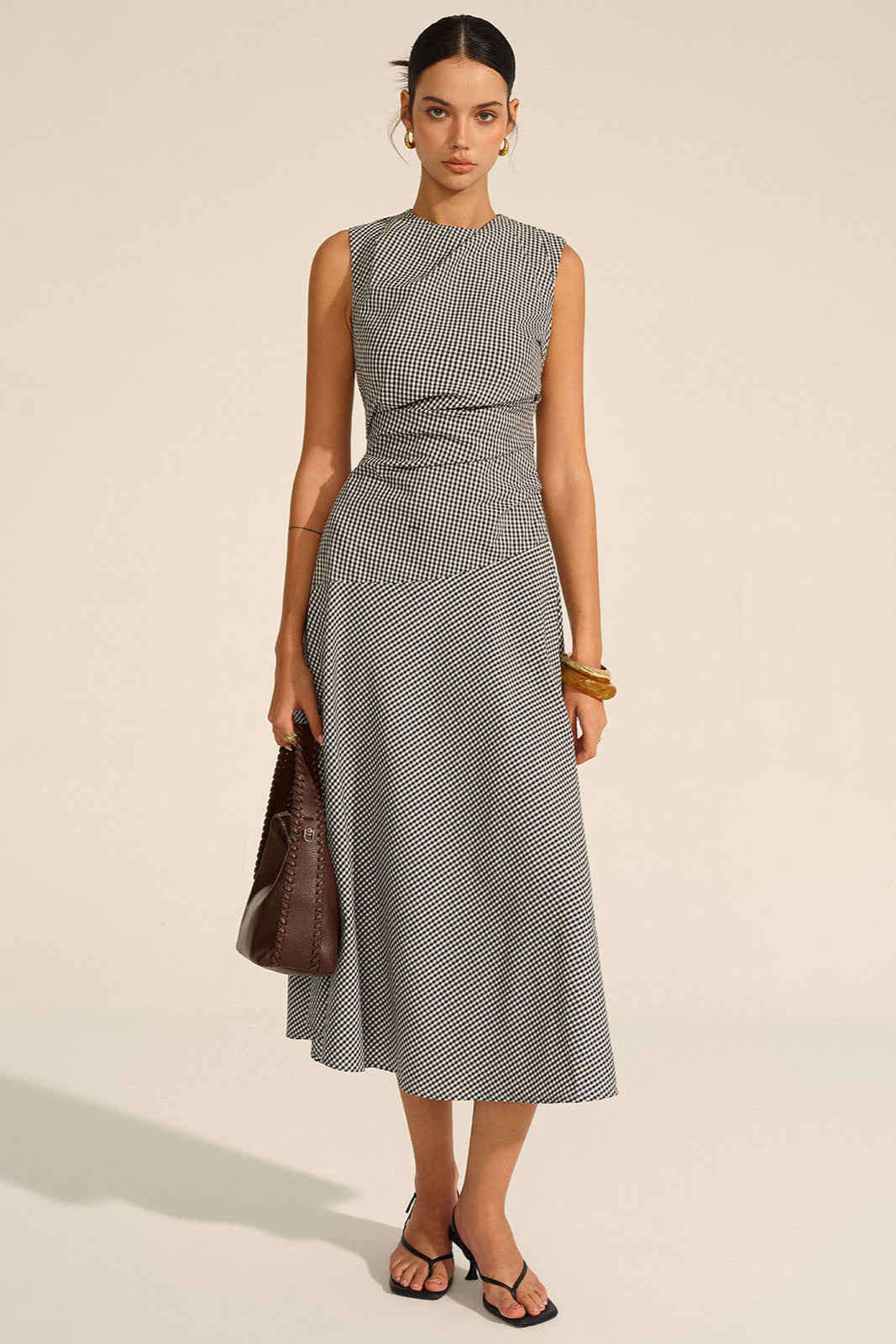 Robe midi à carreaux vichy