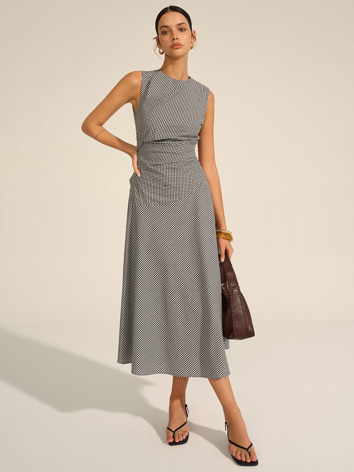 Robe midi à carreaux vichy