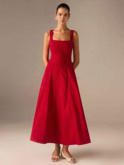 Robe longue en coton avec dos lacé