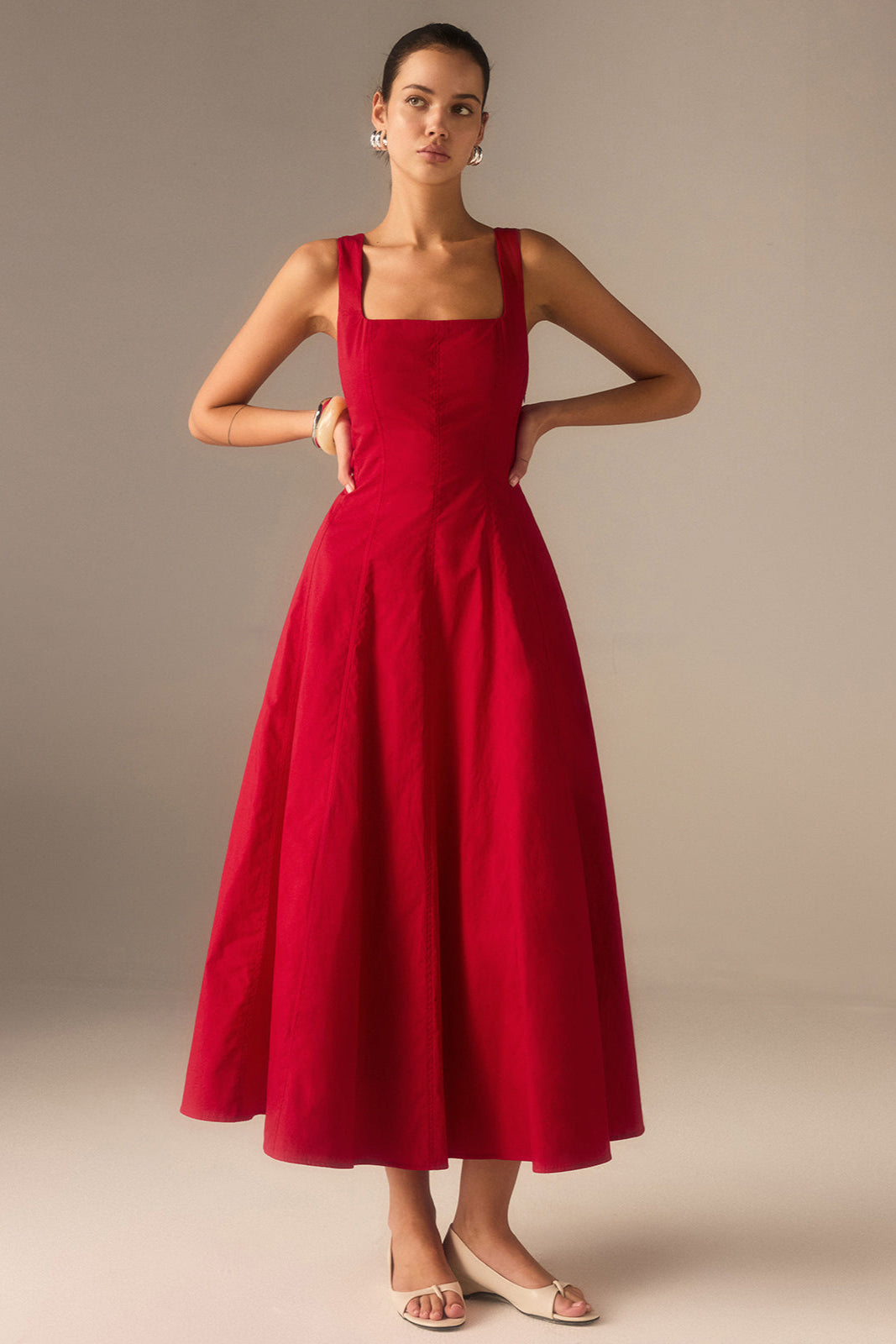 Robe longue en coton avec dos lacé