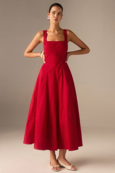 Robe longue en coton avec dos lacé
