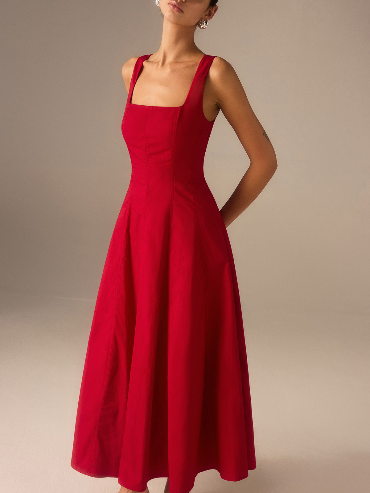 Robe longue en coton avec dos lacé