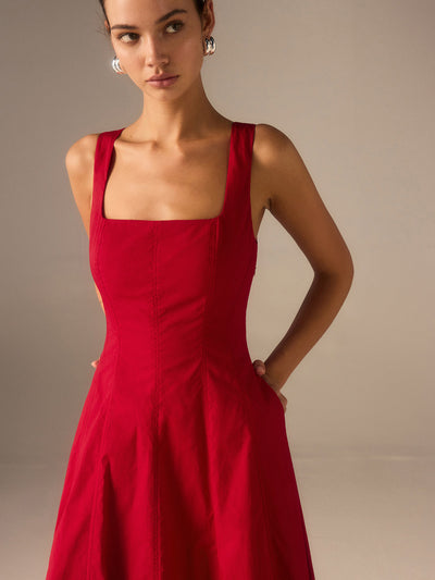 Robe longue en coton avec dos lacé