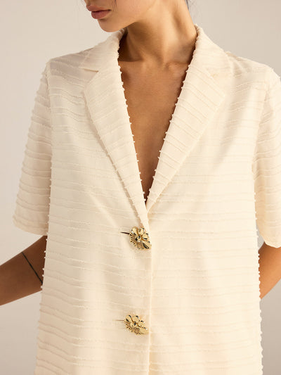 Ensemble blazer et short à manches courtes texturé