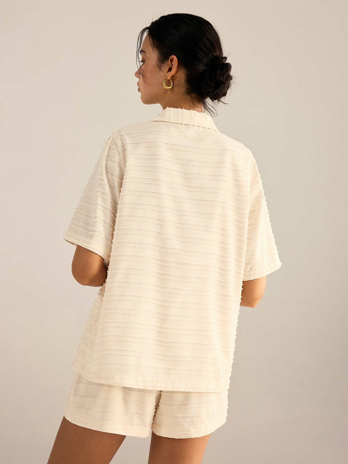 Ensemble blazer et short à manches courtes texturé