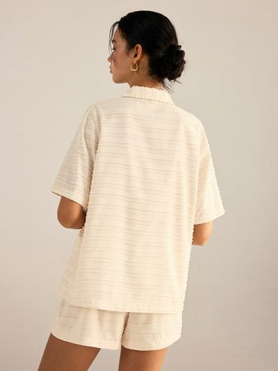 Ensemble blazer et short à manches courtes texturé