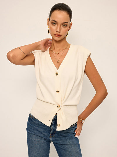 Gilet asymétrique en tricot à double sens