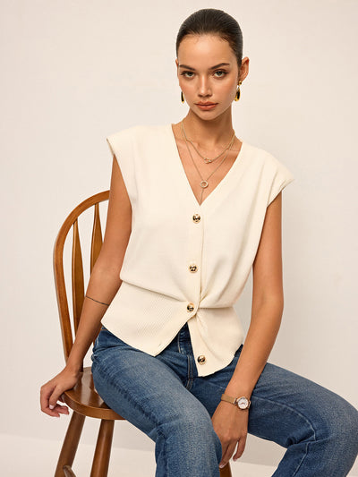 Gilet asymétrique en tricot à double sens