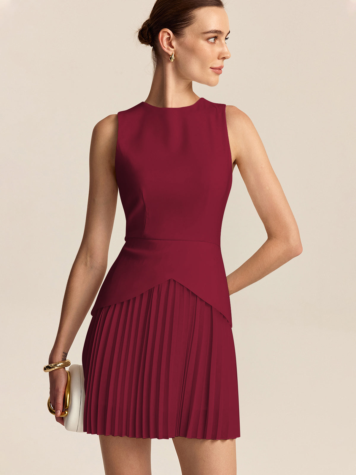 Mini robe à ourlet plissé