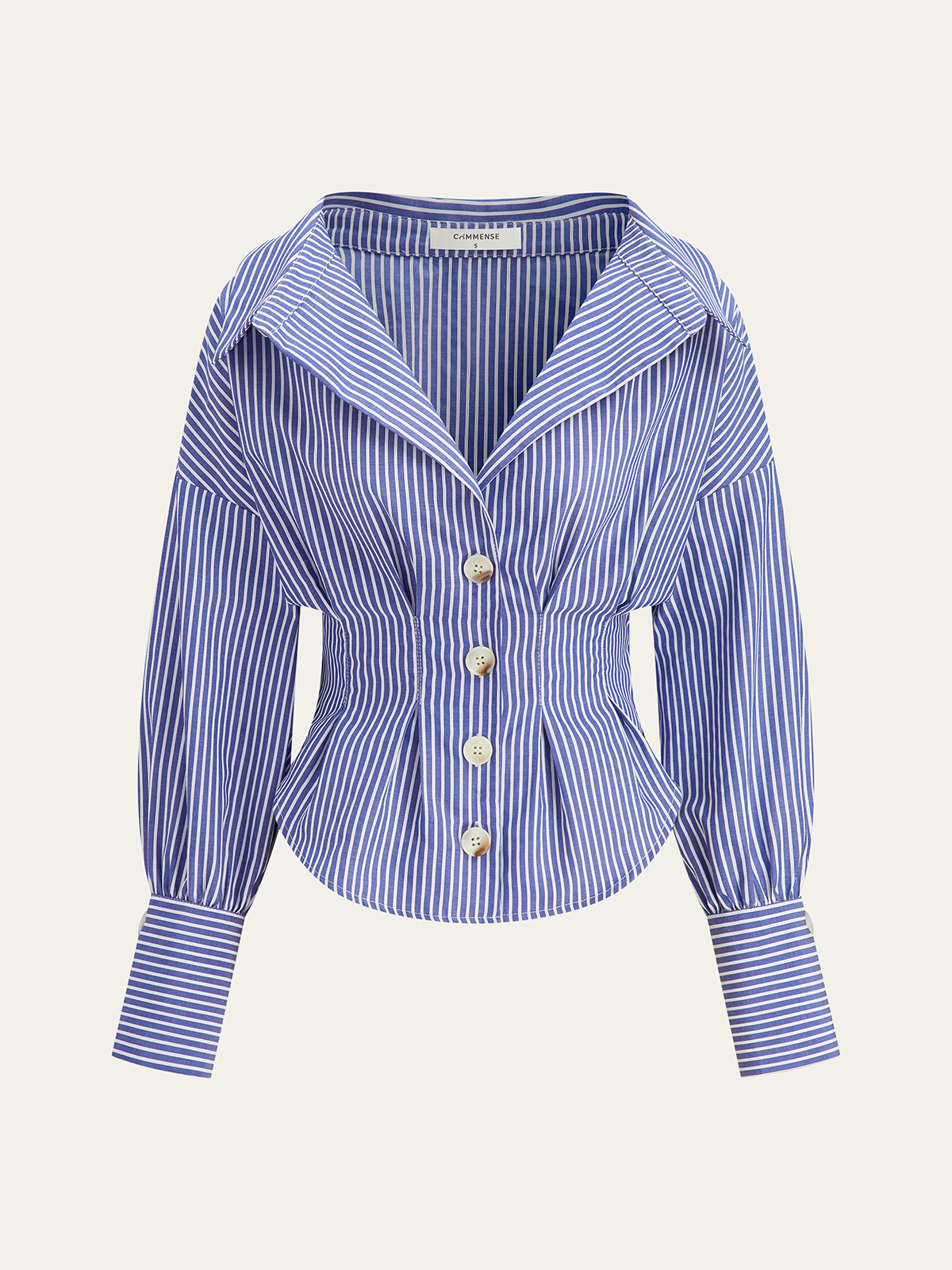 Chemise à col rayé et taille cintrée