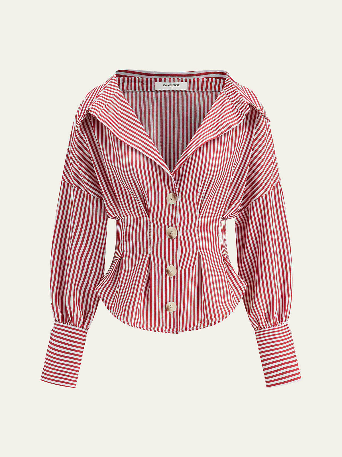 Chemise à col rayé et taille cintrée