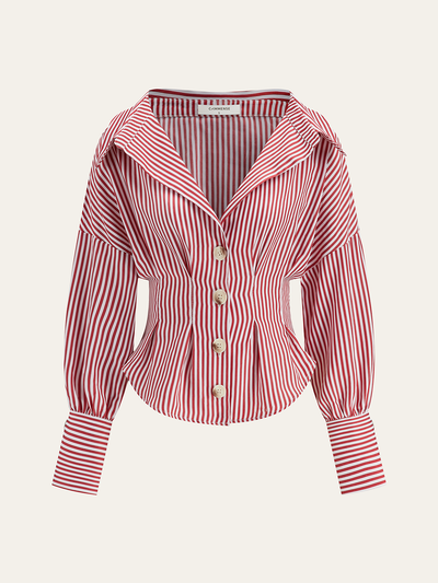Chemise à col rayé et taille cintrée