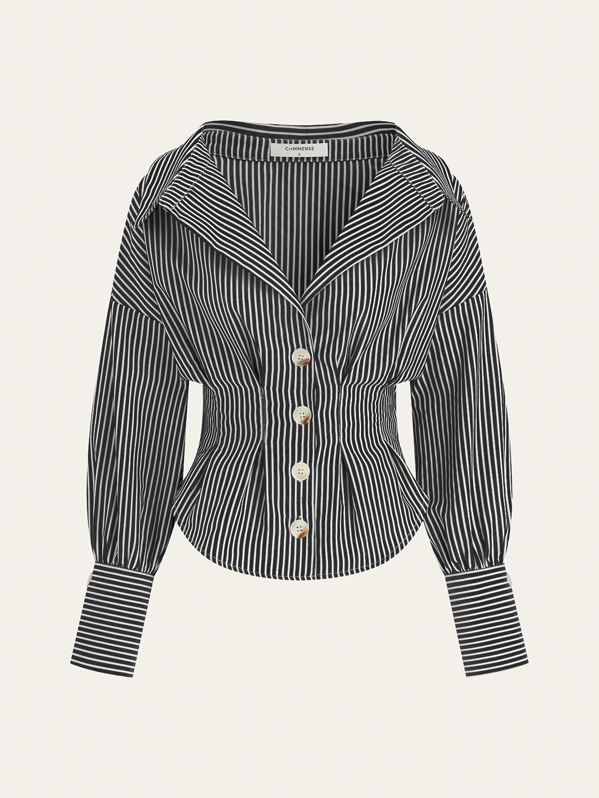 Chemise à col rayé et taille cintrée