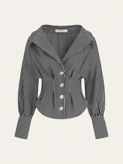 Chemise à col rayé et taille cintrée