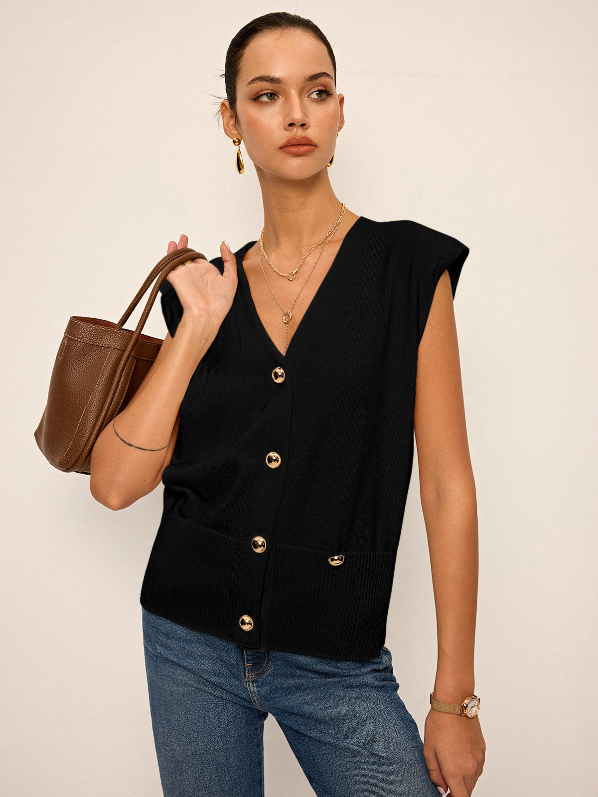 Gilet asymétrique en tricot à double sens