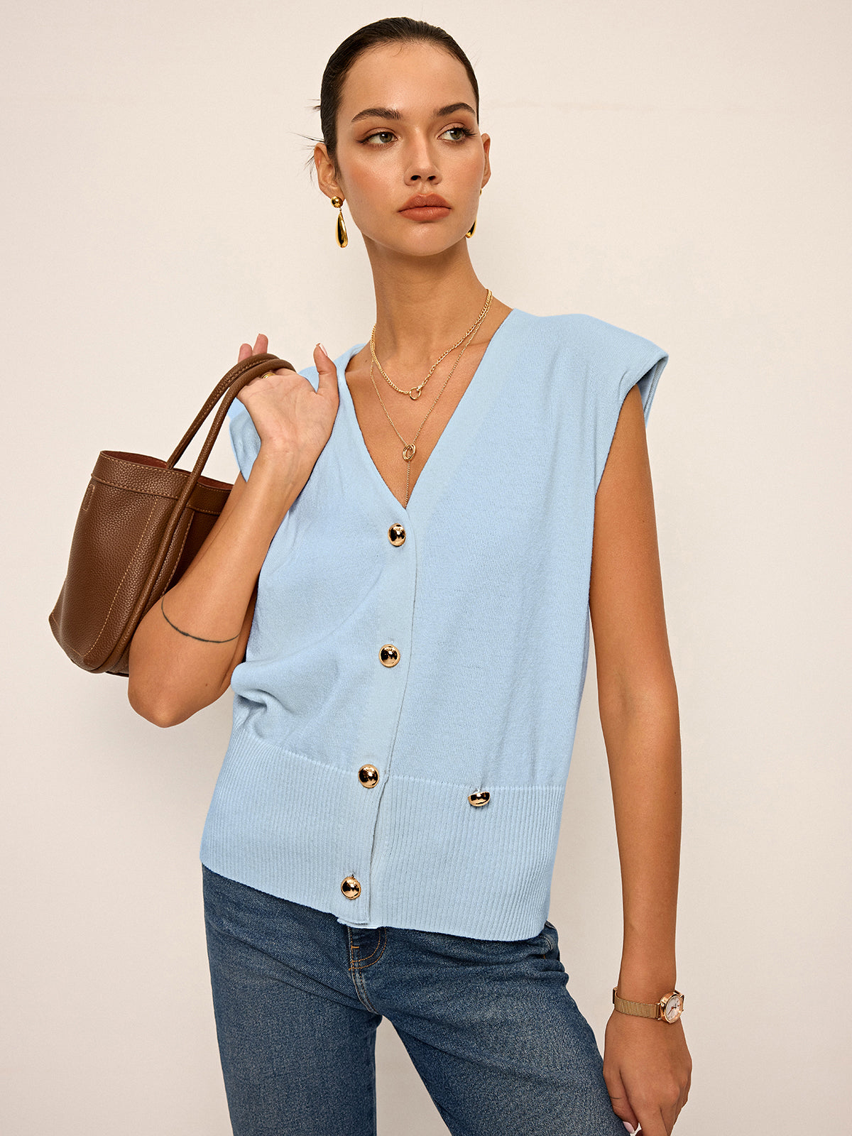 Gilet asymétrique en tricot à double sens