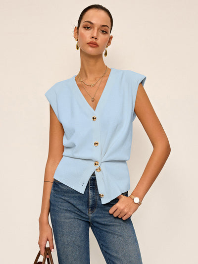 Gilet asymétrique en tricot à double sens