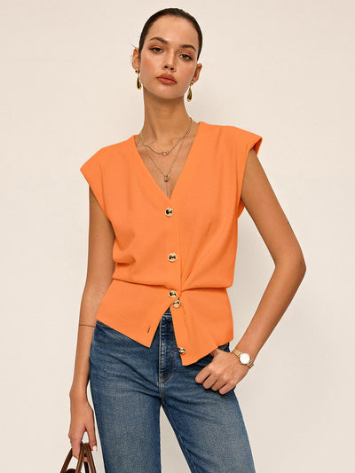 Gilet asymétrique en tricot à double sens