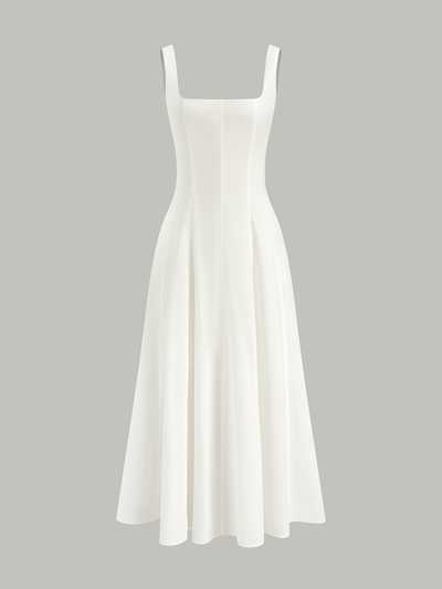 Robe longue en coton avec dos lacé