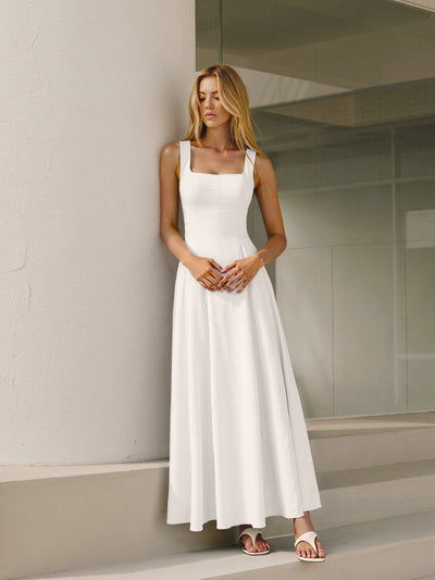 Robe longue en coton avec dos lacé