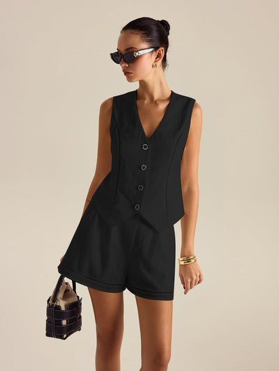 Gilet en coton avec poches Ensemble de shorts